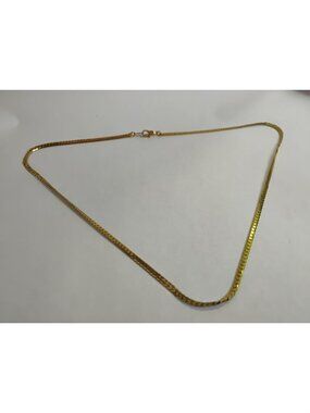 Collier Vintage Maille Serpent Plate 3mm Or 51,5cm Style 80s Herringbone Old Mon